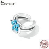 Bamoer 925 Silver Turquoise Star Ear Cuff Women Silver Ears Fine Jewelry