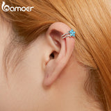 Bamoer 925 Silver Turquoise Star Ear Cuff Women Silver Ears Fine Jewelry