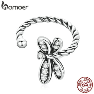 Bamoer 925 Sterling Silver Dragonfly Ear Cuff Ear Clip Style Jewelry Set