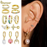 Bamoer 925 Silver Gold-Plated Ear Clip for Women Colorful Zircon