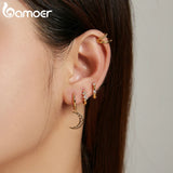 Bamoer 925 Silver Gold-Plated Ear Clip for Women Colorful Zircon