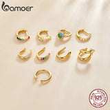 Bamoer 925 Silver Gold-Plated Ear Clip for Women Colorful Zircon