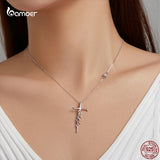 925 Silver Cross Pendant Necklace for Women Religious Belief Jewelry