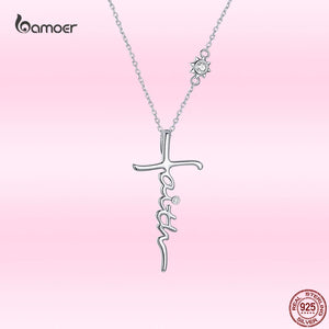 925 Silver Cross Pendant Necklace for Women Religious Belief Jewelry