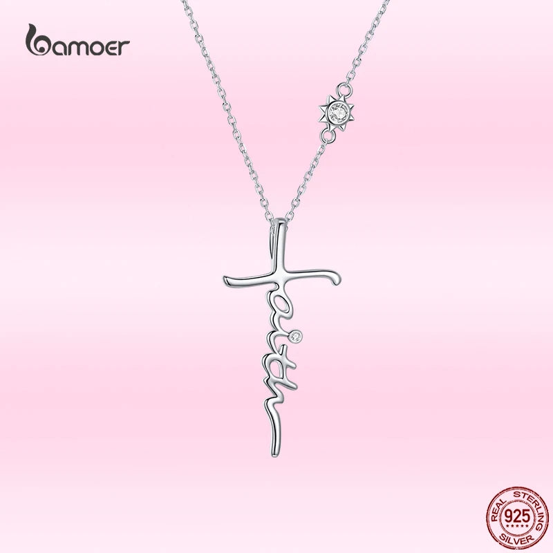 925 Silver Cross Pendant Necklace for Women Religious Belief Jewelry