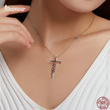 925 Silver Cross Pendant Necklace for Women Religious Belief Jewelry