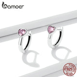 925 Silver Pink Love Earrings Romantic Jewelry Gift