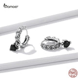 Halloween Dark Night Rose Earrings 925 Sterling Silver CZ Heart