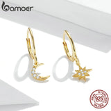 Golden Star&Moon Earrings 925 Silver Gold-Plated Party Jewelry