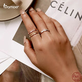 925 Sterling Silver Twisted Ring for Women Rose Plated Fine Wedding Jewelry