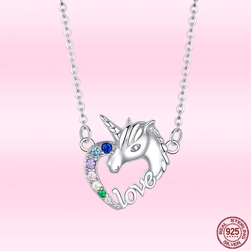 925 Silver Heart Necklace for Women Romantic Animal Pendant