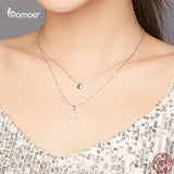 925 Silver Cross Heart CZ Pendant Necklace Women
