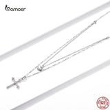 925 Silver Cross Heart CZ Pendant Necklace Women