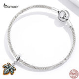 925 Silver Maple Leaf Pendant Charms Beads Necklace DIY Bracelet Bangle