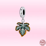925 Silver Maple Leaf Pendant Charms Beads Necklace DIY Bracelet Bangle
