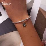 925 Silver Maple Leaf Pendant Charms Beads Necklace DIY Bracelet Bangle