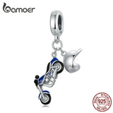 925 Silver Sterling Motorcycle Charm Bead Pendant