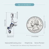 925 Silver Sterling Motorcycle Charm Bead Pendant
