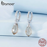 925 Sterling Drip Ear Buckle Brown Gemstone Earring