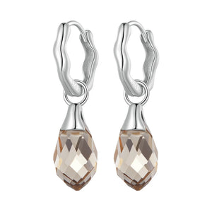 925 Sterling Drip Ear Buckle Brown Gemstone Earring
