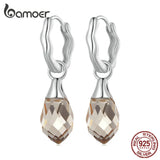 925 Sterling Drip Ear Buckle Brown Gemstone Earring
