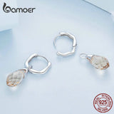 925 Sterling Drip Ear Buckle Brown Gemstone Earring