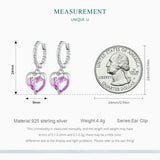 925 Sterling Pink Silver Heart Ear Buckle for Women