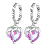 925 Sterling Pink Silver Heart Ear Buckle for Women