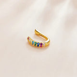 925 Silver Rainbow Spanish Ear Clip Zircon Punk Jewelry