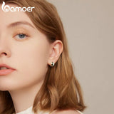 925 Silver Buckle Earrings Mirror Polishing Gift for Women SCE1119
