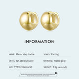 925 Silver Buckle Earrings Mirror Polishing Gift for Women SCE1119