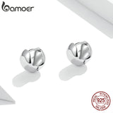 925 Silver Buckle Earrings Mirror Polishing Gift for Women SCE1119