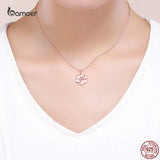 925 Silver Cat Imprint Pendant Necklace for Women S925 Jewelry