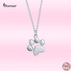 925 Silver Cat Imprint Pendant Necklace for Women S925 Jewelry