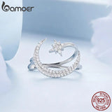 925 Silver Star & Moon Ear Cuff CZ Ear Clip BSE701