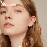 Bamoer 925 Silver Snake Earrings Zircon Statement Jewelry