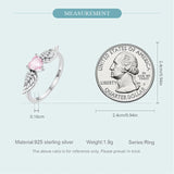 Sterling Silver Angel Wing Ring Pink Heart Zircon Eternity Band