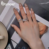 925 Silver Angel & Demon Wing Opening Ring Lover Adjustable Ring Women Couple