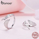 925 Silver Angel & Demon Wing Opening Ring Lover Adjustable Ring Women Couple
