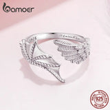 925 Silver Angel & Demon Wing Opening Ring Lover Adjustable Ring Women Couple