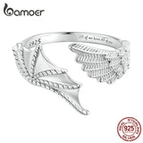 925 Silver Angel & Demon Wing Opening Ring Lover Adjustable Ring Women Couple