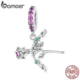 925 Silver Rose Hanging Bead Pendant for Women