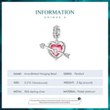 925 Silver Arrow & Heart Bead Pink Zircon Pendant for Women BSC680