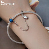 925 Silver Astronaut Safety Chain for Women Bracelet Bangle DIY Jewelry