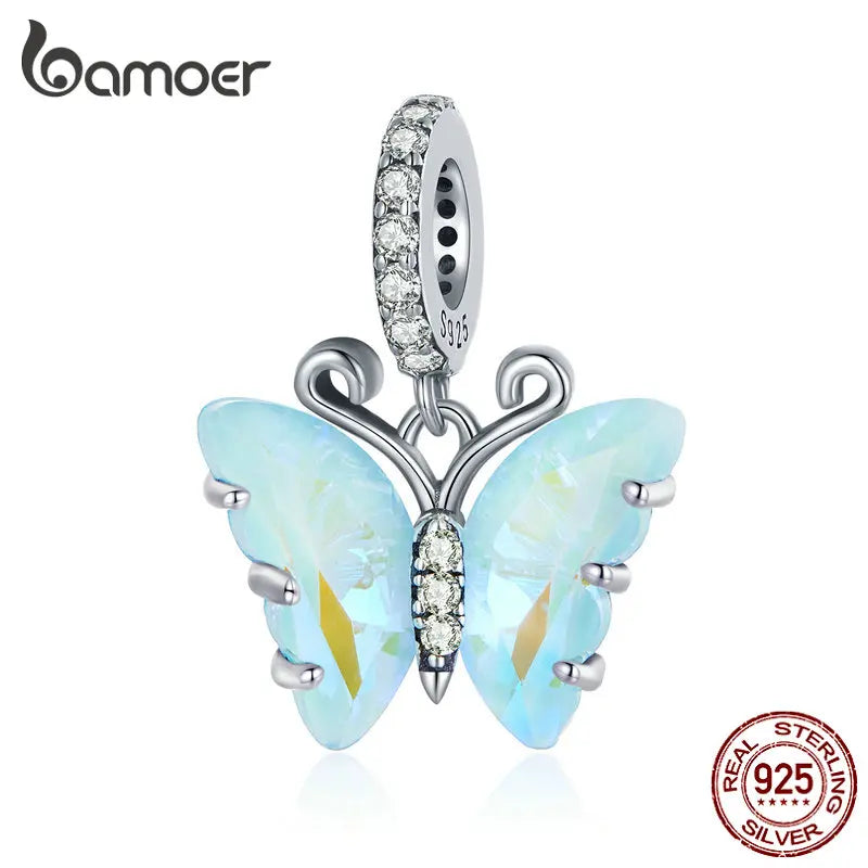 925 Silver Aurora Butterfly Pendant Women DIY Bracelet Necklace Charms SCC2305