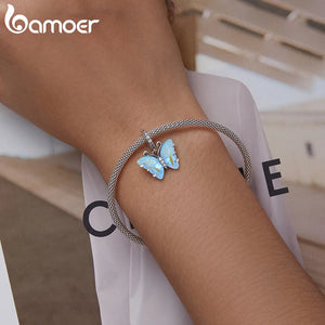 925 Silver Aurora Butterfly Pendant Women DIY Bracelet Necklace Charms SCC2305