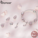 925 Silver Baby Footprint Heart Pendant for Bracelet Necklace