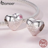 925 Silver Baby Footprint Heart Pendant for Bracelet Necklace