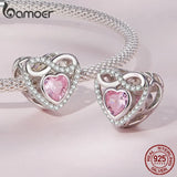 925 Silver Baby Footprint Heart Pendant for Bracelet Necklace