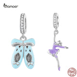 925 Silver Ballet Girl Charm Ballet Shoes Pendant for Bracelet Necklace